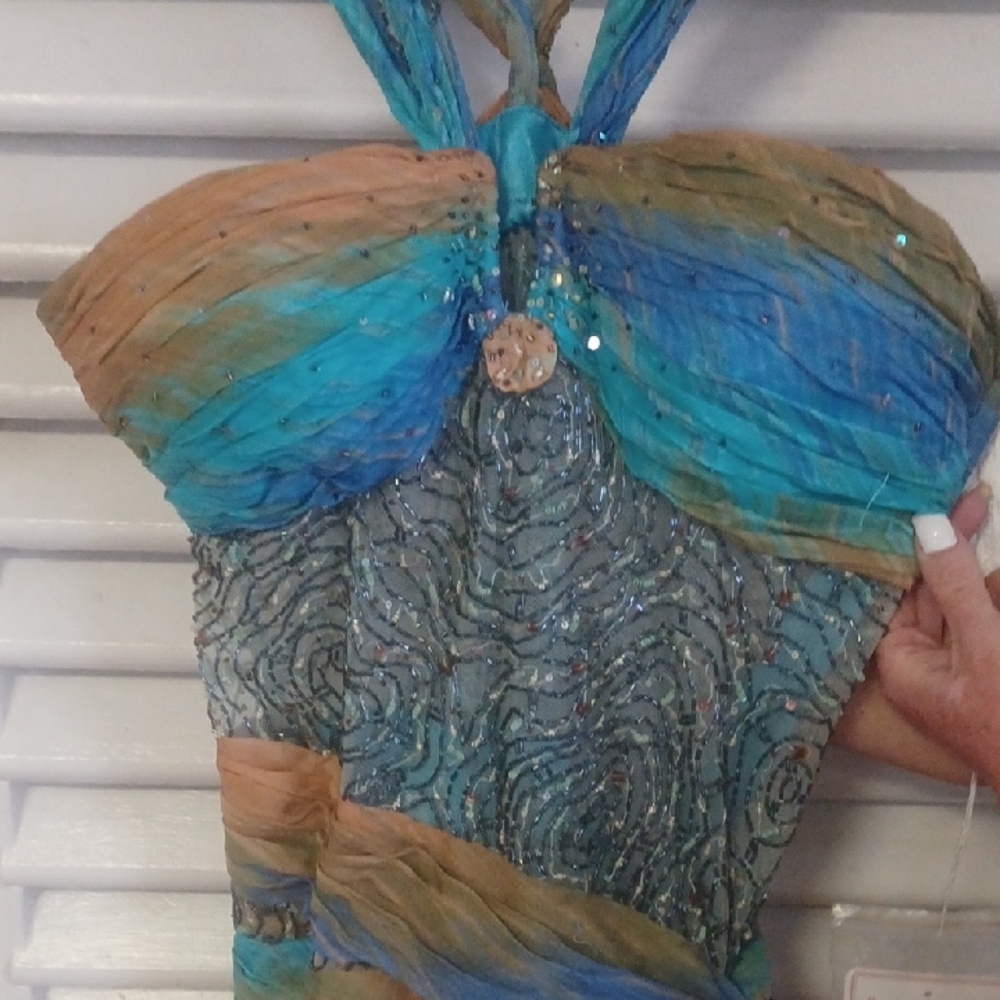 Elegant Multicolor Halter Dress